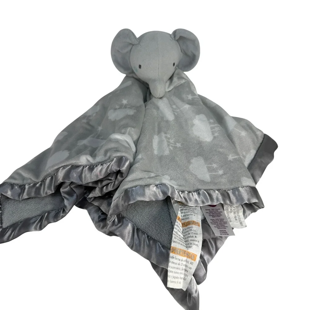 Parent's Choice XL‎ 24x24 Lovey Security Blanket Elephant Cloud Star Satin Trim